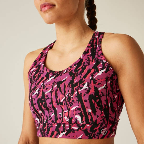Women's Swift II Sports Bra Pink Wave Zebra Print
