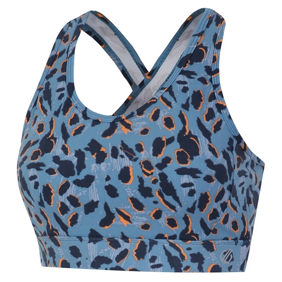 Women's Swift II Sports Bra Niagara Blue Animal Print