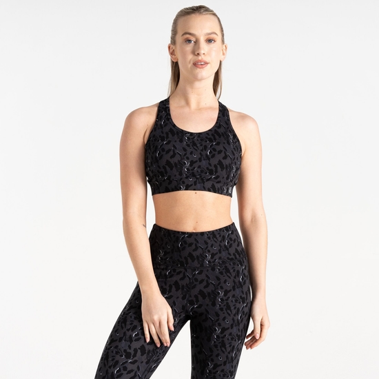 Women's Swift II Sports Bra Black Dash Animal Print