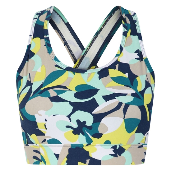 Women's Swift II Sports Bra Moonlight Denim Petal Print