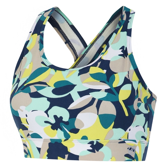 Women's Swift II Sports Bra Moonlight Denim Petal Print