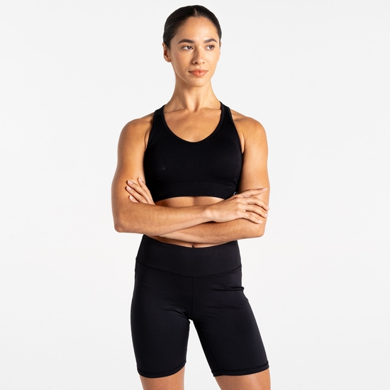 Damen React Sport-BH Schwarz