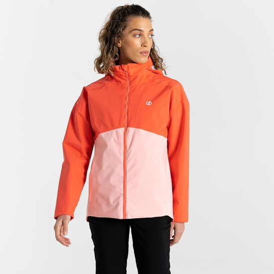 Women's Trail Waterproof Jacket Neon Peach