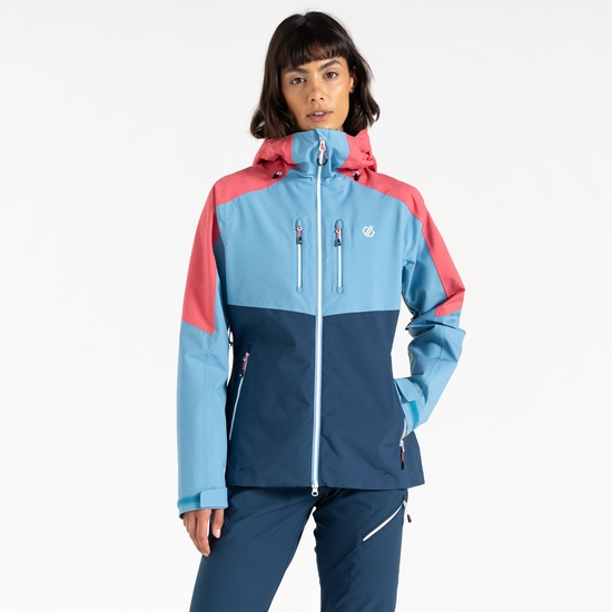 Women s Pitching Waterproof Jacket Niagara Blue Pink Dare2B ROW
