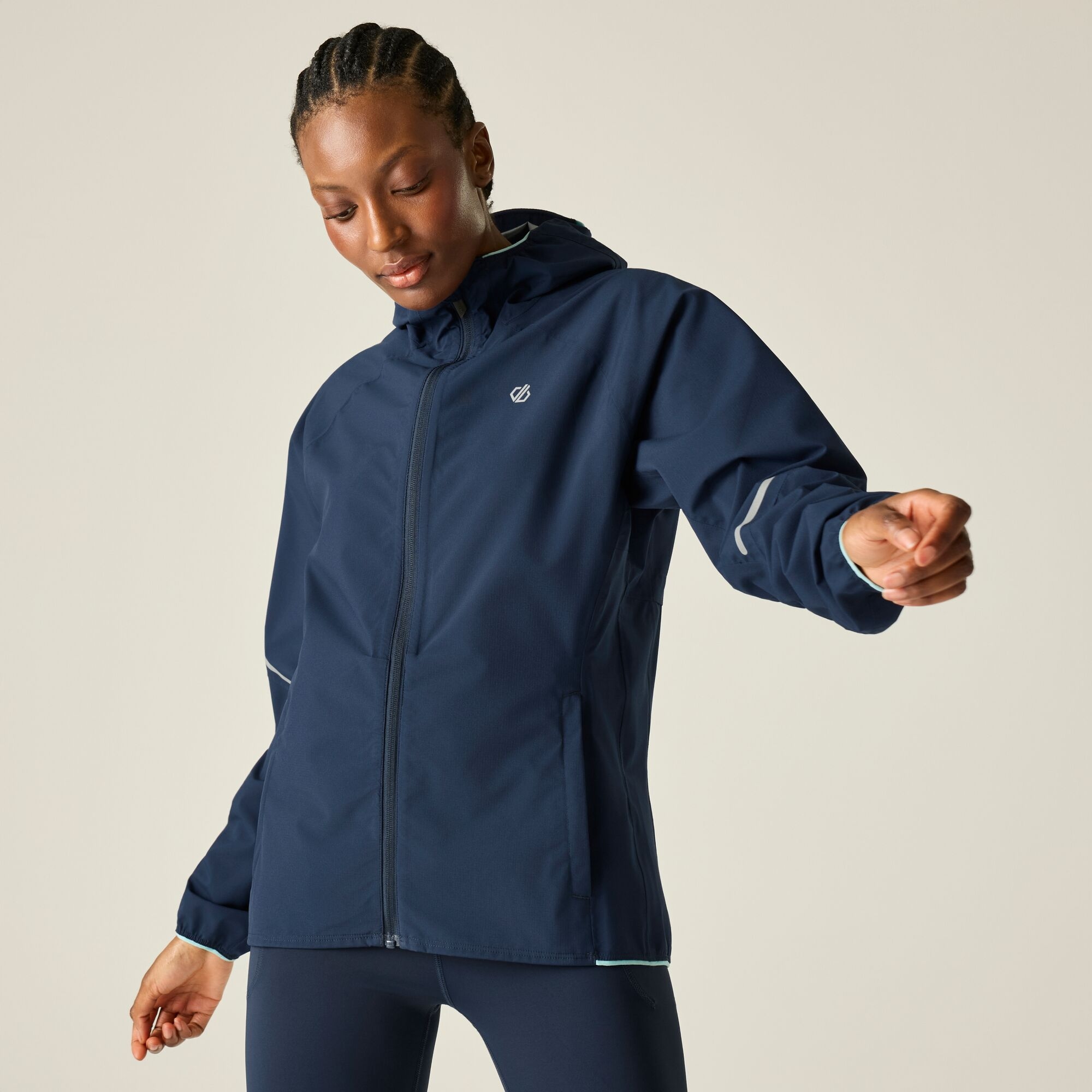 Dare 2B Women's Mid Navy Ultra-Light Hooded Walking Waterproof Jacket In | Size: 14 - Image 6