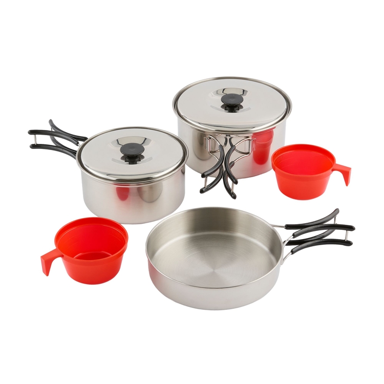 Compact Edelstahl-Kochset mit Tragetasche - Silber