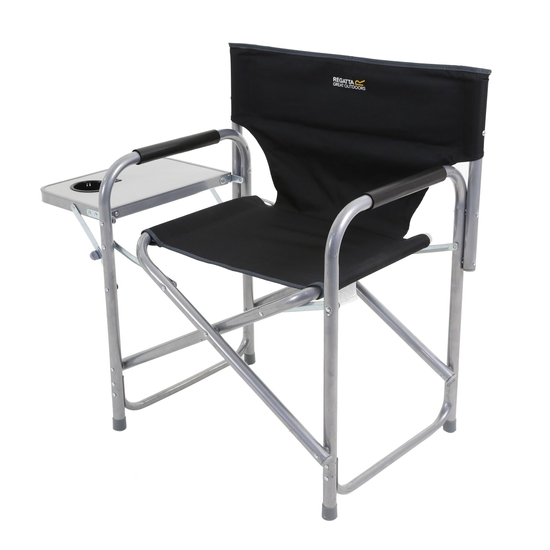 Sedile Director's Chair with Side Table - Black Seal Grey | Regatta UK