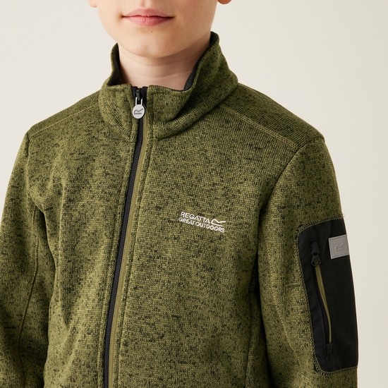 Kids' Newhill Full Zip Fleece Nephrite Green Black