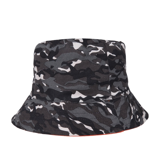 Kids' Flip Bucket Hat - Black Camo Persimmon