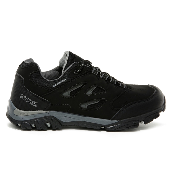 Kids' Holcombe Waterproof Low Walking Shoes - Black Granite | Regatta UK