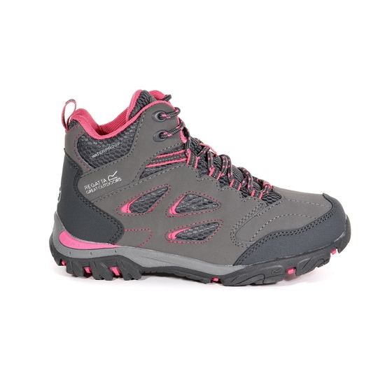 Kids Holcombe Waterproof Mid Walking Boots Steel Tulip Regatta UK