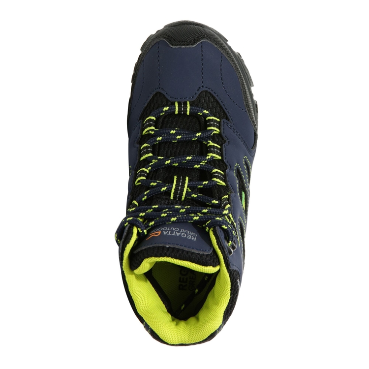 Kids Holcombe Waterproof Mid Walking Boots Navy Lime Punch Regatta UK