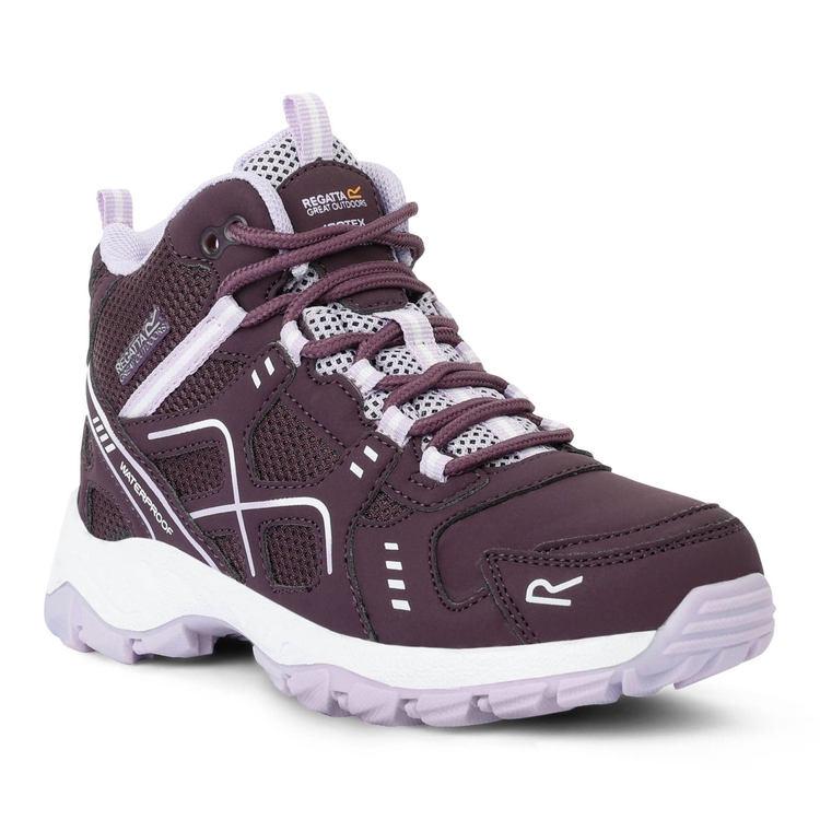 Kids Vendeavour Junior Walking Boots Deep Plum Lilac Frost Regatta UK