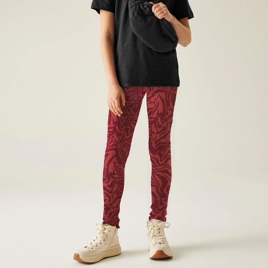 Legginsy dziecięce ocieplane Barlia Winter Czerwony we wzór