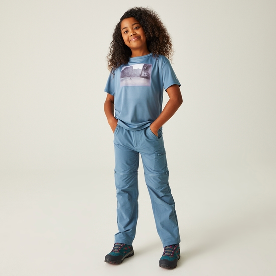 Kids' Highton Stretch Zip Off Walking Trousers Coronet Blue