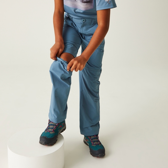 Kids' Highton Stretch Zip Off Walking Trousers Coronet Blue