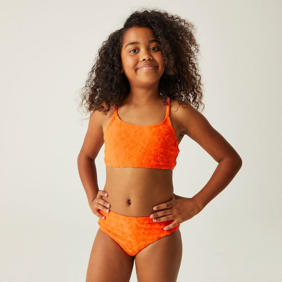 Kids Dakaria II Bikini Set Satsuma Floral Texture Regatta UK