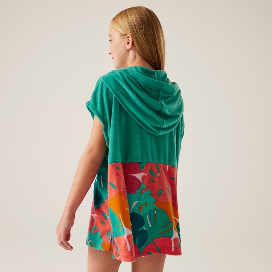 Kids' Towel Robe II Turquoise/Tropical Leaf