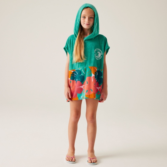 Kids' Towel Robe II Turquoise/Tropical Leaf