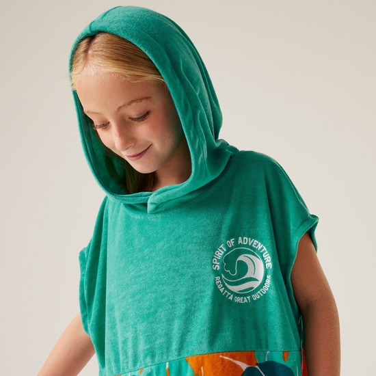 Kids' Towel Robe II Turquoise/Tropical Leaf