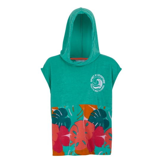 Kids' Towel Robe II Turquoise/Tropical Leaf