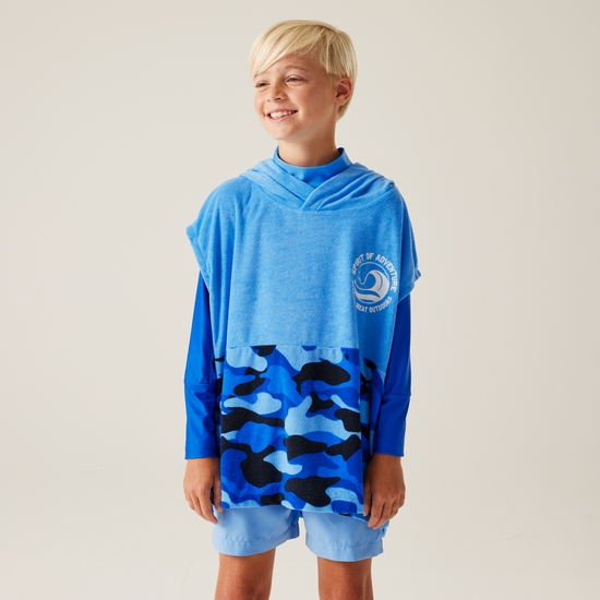 Kids' Towel Robe II Elysium Blue Blue Camo Regatta UK