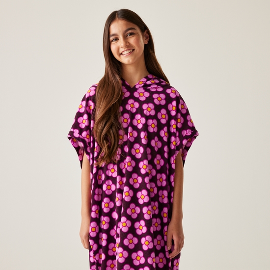 Girls Orla Kiely Towelling Robe Spinning Flower Morello