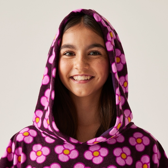 Girls Orla Kiely Towelling Robe Spinning Flower Morello