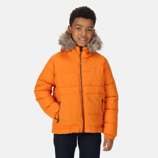 Kids Parkes Fur Trim Parka Autumn Maple Regatta ROW