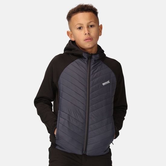 Kids Kielder Hybrid VII Jacket Black Seal Grey Regatta UK