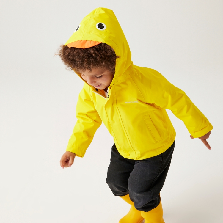 Kids Dino Waterproof Winter Jacket Bright Yellow Duck Regatta UK