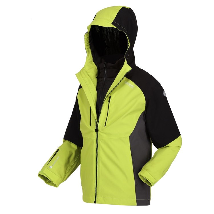 Kids Hydrate VII 3 In 1 Waterproof Jacket Bright Kiwi Black Regatta ROW
