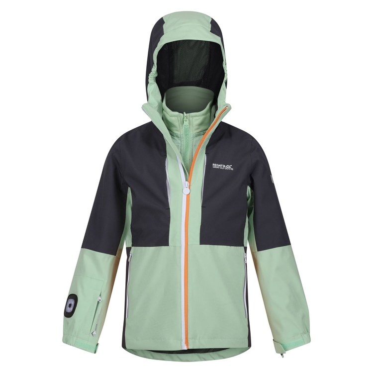 Kids Hydrate VIII 3 In 1 Jacket Quiet Green Seal Grey Regatta UK