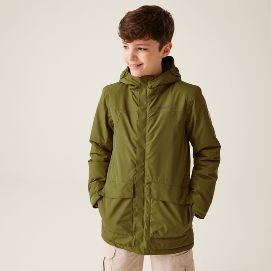Kids Farbank Waterproof Jacket Nephrite Green Black Regatta UK