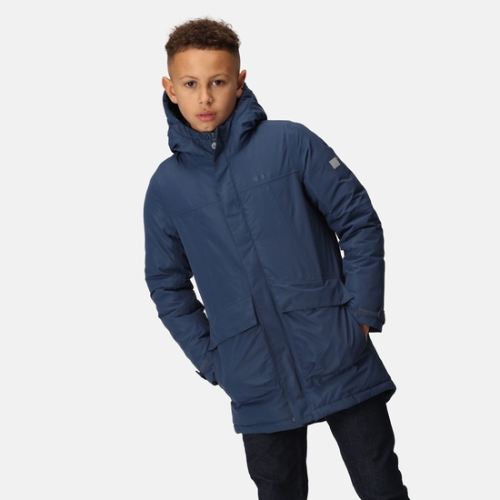 Kids' Farbank Waterproof Jacket - Admiral Blue Black | Regatta UK