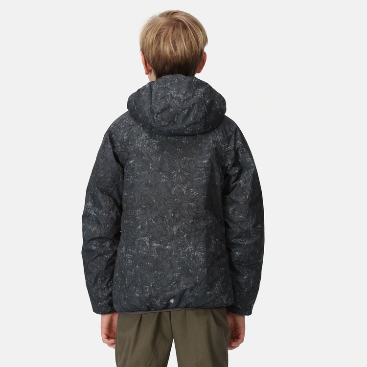 Regatta Kids' Volcanics VII Reflective Waterproof Jacket Grey Terrain