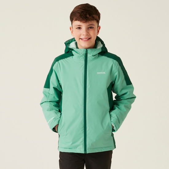 Kids' Hurdle V Waterproof Jacket - Dusty Green Rain Forest