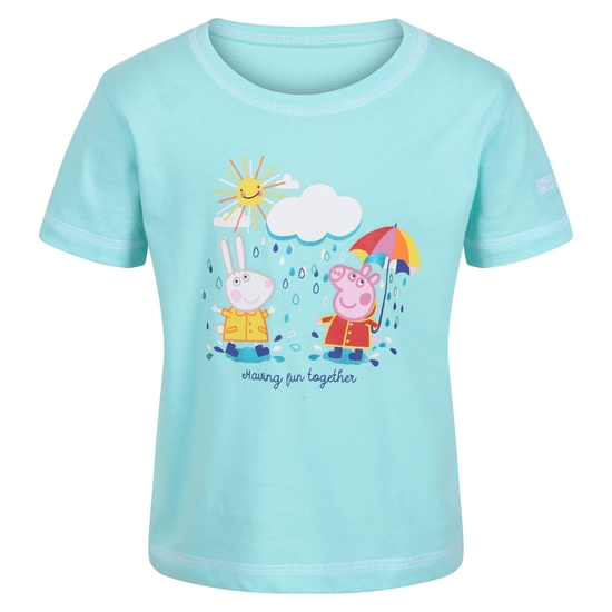 Peppa Wutz bedrucktes T-Shirt mit kurzen Ärmeln Blau