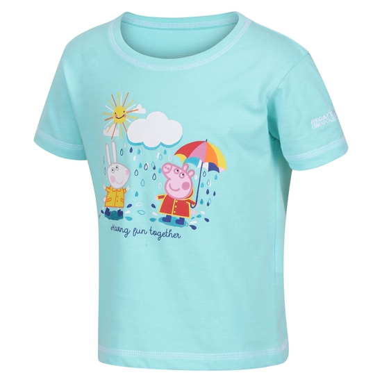 Peppa Wutz bedrucktes T-Shirt mit kurzen Ärmeln Blau