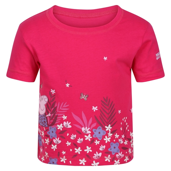 Peppa Wutz bedrucktes T-Shirt mit kurzen Ärmeln Rosa