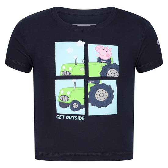 Peppa Wutz bedrucktes T-Shirt mit kurzen Ärmeln Blau