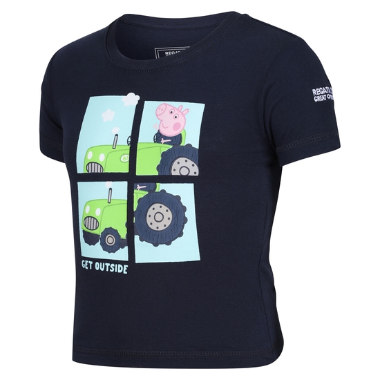 Peppa Wutz bedrucktes T-Shirt mit kurzen Ärmeln Blau