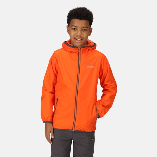 Kids' Lever II Waterproof Packaway Jacket - Blaze Orange | Regatta UK
