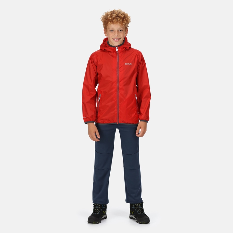 Kids Lever II Waterproof Packaway Jacket Fiery Red Regatta UK