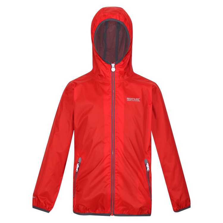 Kids Lever II Waterproof Packaway Jacket Fiery Red Regatta UK