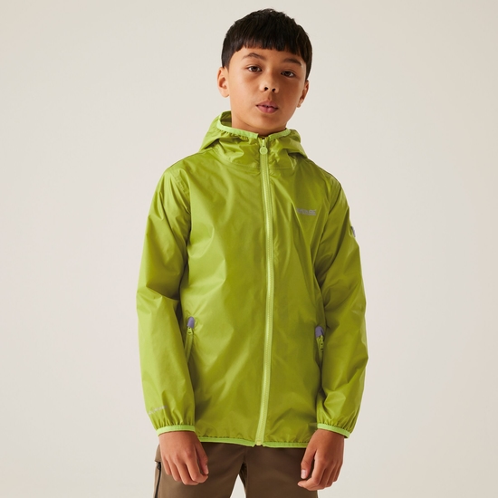 Kids' Lever II Waterproof Packaway Jacket Grenoble Green Wild Lime