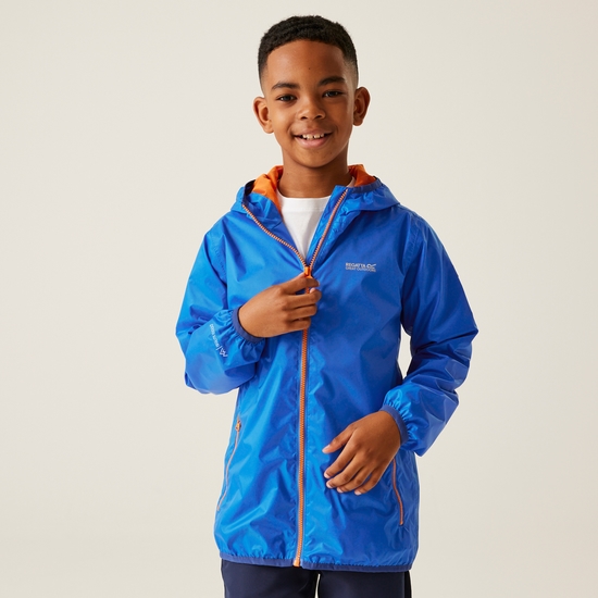 Kids Lever II Waterproof Packaway Jacket Oxford Blue Persimmon