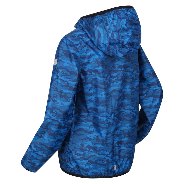 Kids Printed Lever Packaway Waterproof Jacket Imperial Blue Camo