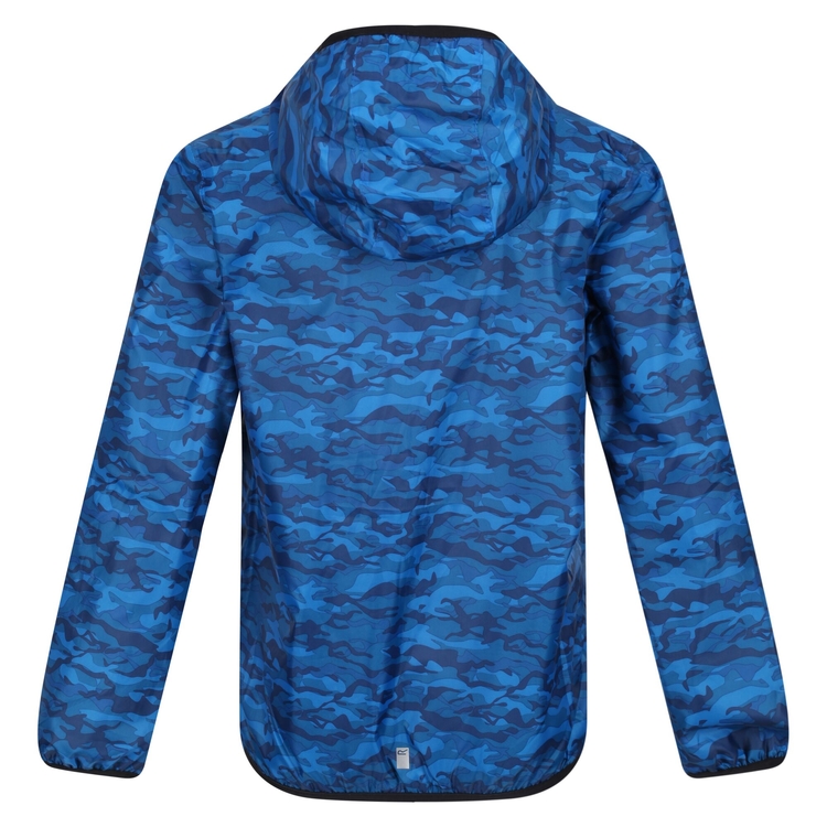 Kids Printed Lever Packaway Waterproof Jacket Imperial Blue Camo