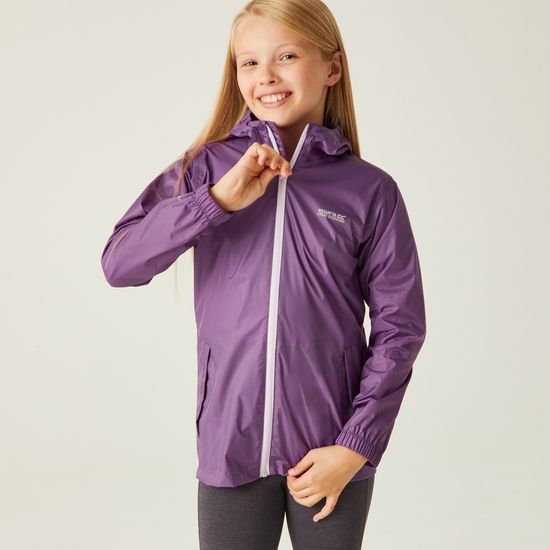 Kids Pack It Waterproof Packaway Jacket Sunset Purple Regatta UK